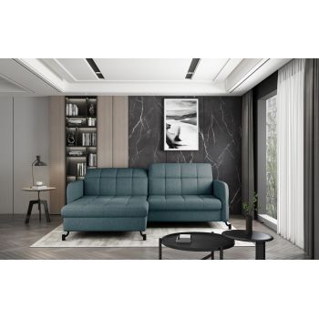 Coltar extensibil stanga 3 locuri ELTAP, Lore-44, Lorelle, 225x160x105 cm, lemn/poliester, albastru