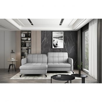 Coltar extensibil stanga 3 locuri ELTAP, Lore-45, Lorelle, 225x160x105 cm, lemn/poliester, gri deschis