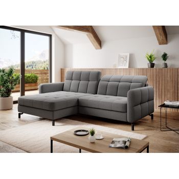 Coltar extensibil stanga 3 locuri ELTAP, Lore-48, Lorelle, 225x160x105 cm, lemn/poliester, gri