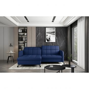 Coltar extensibil stanga 3 locuri ELTAP, Lore-51, Lorelle, 225x160x105 cm, lemn/poliester, albastru inchis