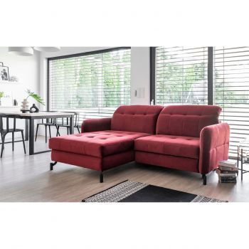 Coltar extensibil stanga 3 locuri ELTAP, Lore-74, Lorelle, 225x160x105 cm, lemn/poliester, rosu