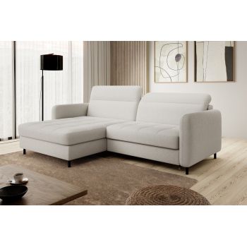 Coltar extensibil stanga 3 locuri ELTAP, LT-01ROY, Gomsi, 228x165x100 cm, lemn/poliester, alb