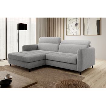 Coltar extensibil stanga 3 locuri ELTAP, LT-03RAQ, Gomsi, 228x165x100 cm, lemn/poliester, gri deschis