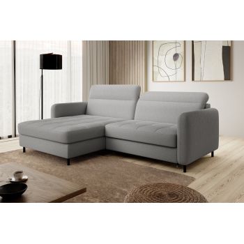 Coltar extensibil stanga 3 locuri ELTAP, LT-04ROY, Gomsi, 228x165x100 cm, lemn/poliester, gri deschis