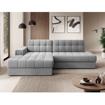 Coltar extensibil stanga 3 locuri ELTAP, LT-04SO, Blezalt, 240x150x82 cm, lemn/poliester, gri deschis