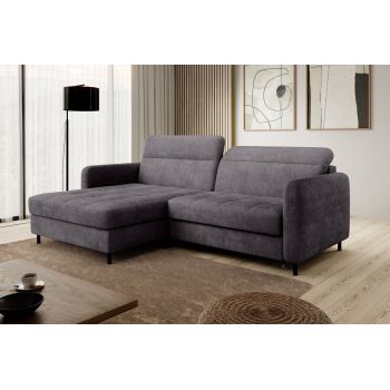 Coltar extensibil stanga 3 locuri ELTAP, LT-05TOU, Gomsi, 228x165x100 cm, lemn/poliester, gri inchis