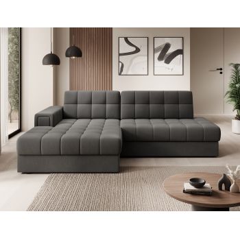 Coltar extensibil stanga 3 locuri ELTAP, LT-06SO, Blezalt, 240x150x82 cm, lemn/poliester, gri inchis