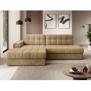 Coltar extensibil stanga 3 locuri ELTAP, LT-09MO, Blezalt, 240x150x82 cm, lemn/poliester, bej inchis