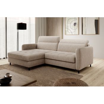 Coltar extensibil stanga 3 locuri ELTAP, LT-18RAQ, Gomsi, 228x165x100 cm, lemn/poliester, bej