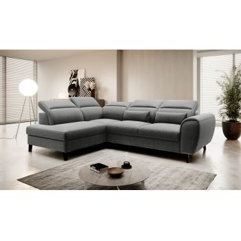 Coltar extensibil stanga 4 locuri ELTAP, LT-04FL, Noble, 255x201x100 cm, lemn/poliester, gri