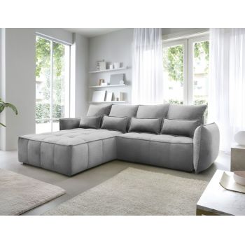 Coltar extensibil stanga 4 locuri ELTAP, LT-04NU, Campo, 265x196x88 cm, lemn/poliester, gri inchis