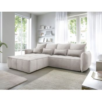 Coltar extensibil stanga 4 locuri ELTAP, LT-18REL, Campo, 265x196x88 cm, lemn/poliester, bej deschis