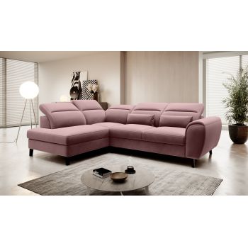 Coltar extensibil stanga 4 locuri ELTAP, LT-24VE, Noble, 255x201x100 cm, lemn/poliester, roz