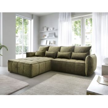 Coltar extensibil stanga 4 locuri ELTAP, LT-33TOS, Campo, 265x196x88 cm, lemn/poliester, verde olive