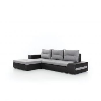 Coltar extensibil stanga 4 locuri ELTAP, Ov50, Ottavio, 275x180x85 cm, lemn/poliester, gri deschis/negru