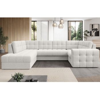 Coltar extensibil stanga 5 locuri ELTAP, LT-01ROY, Blewett, 299x198x82 cm, lemn/poliester, alb