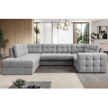 Coltar extensibil stanga 5 locuri ELTAP, LT-85MO, Blewett, 299x198x82 cm, lemn/poliester, gri deschis