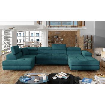 Coltar extensibil stanga 6 locuri ELTAP, Rod-64, Rodrigo, 345x202x90 cm, lemn/poliester, verde