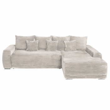 Coltar MARIBO T extensibil, cu arcuri si lada depozitare, colt dreapta, bej, 280x204x92 cm