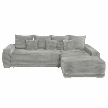 Coltar MARIBO T extensibil, cu arcuri si lada depozitare, colt dreapta, gri deschis, 280x204x92 cm