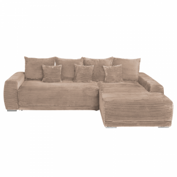 Coltar MARIBO T extensibil, cu arcuri si lada depozitare, colt dreapta, maro, 282x205x92 cm