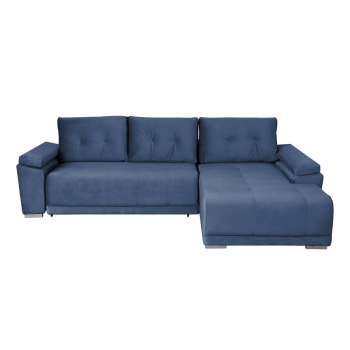 Coltar MODENA I extensibil, cu arcuri si lada depozitare, colt dreapta, albastru deschis, 282x205x92 cm