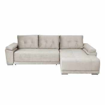 Coltar MODENA I extensibil, cu arcuri si lada depozitare, colt dreapta, bej deschis, 282x205x92 cm