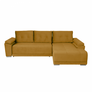 Coltar MODENA I extensibil, cu arcuri si lada depozitare, colt dreapta, galben, 282x205x92 cm