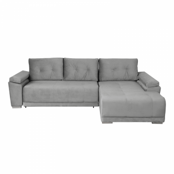 Coltar MODENA I extensibil, cu arcuri si lada depozitare, colt dreapta, gri deschis, 282x205x92 cm