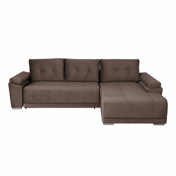 Coltar MODENA I extensibil, cu arcuri si lada depozitare, colt dreapta, maro, 282x205x92 cm