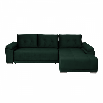 Coltar MODENA I extensibil, cu arcuri si lada depozitare, colt dreapta, verde smarald, 282x205x92 cm