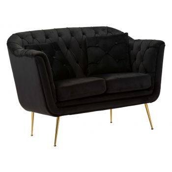 Canapea 2 locuri cu perne decorative Budapest, Mauro Ferretti, 130x83x91 cm, fier/poliester, negru