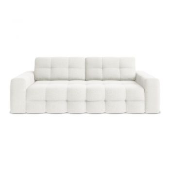 Canapea albă extensibilă cu tapițerie din țesătură bouclé 255 cm Milu – Makamii