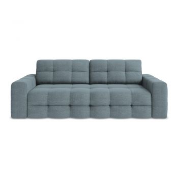 Canapea albastră extensibilă cu tapițerie din țesătură bouclé 255 cm Milu – Makamii