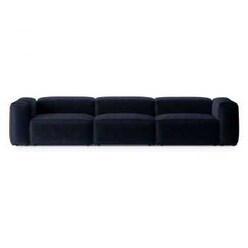 Canapea albastru-închis cu tapițerie din catifea reiată 364 cm Bergano – Cosmopolitan Design