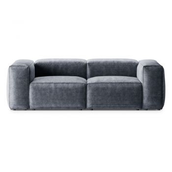 Canapea albastru prăfuit cu tapițerie din catifea reiată 224 cm Bergano – Cosmopolitan Design