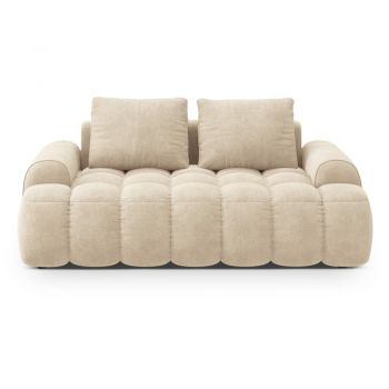 Canapea bej cu tapițerie din catifea 175 cm Linz – Cosmopolitan Design