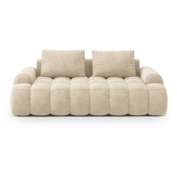 Canapea bej cu tapițerie din catifea 200 cm Linz – Cosmopolitan Design
