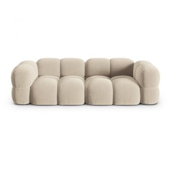 Canapea bej cu tapițerie din catifea 250 cm Loretto – Cosmopolitan Design