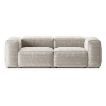 Canapea bej cu tapițerie din catifea reiată 224 cm Bergano – Cosmopolitan Design
