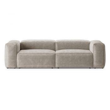 Canapea bej cu tapițerie din catifea reiată 264 cm Bergano – Cosmopolitan Design