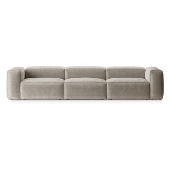 Canapea bej cu tapițerie din catifea reiată 364 cm Bergano – Cosmopolitan Design