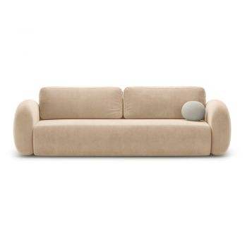 Canapea bej extensibilă/cu spațiu de depozitare cu tapițerie din catifea 262 cm Tonale – Cosmopolitan Design