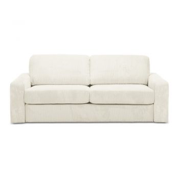 Canapea bej extensibilă cu tapițerie din catifea reiată 195 cm Nona – Makamii