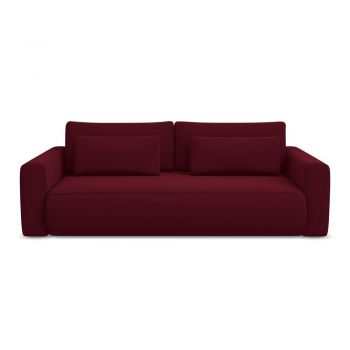 Canapea burgundy extensibilă/cu spațiu de depozitare cu tapițerie din catifea 238 cm Kapua – Makamii