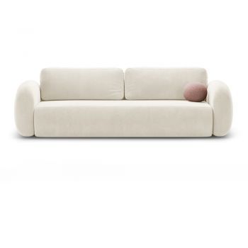 Canapea crem extensibilă/cu spațiu de depozitare cu tapițerie din catifea 262 cm Tonale – Cosmopolitan Design