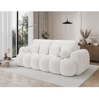 Canapea extensibila 3 locuri ELTAP, Cotonn, 256x119x105 cm, lemn/poliester, alb