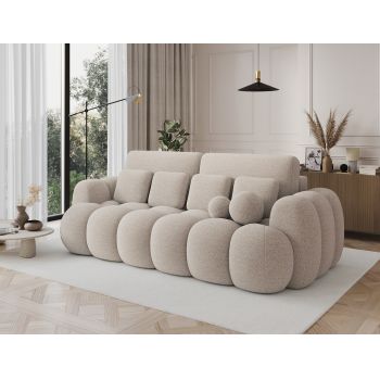 Canapea extensibila 3 locuri ELTAP, Cotonn, 256x119x105 cm, lemn/poliester, bej deschis