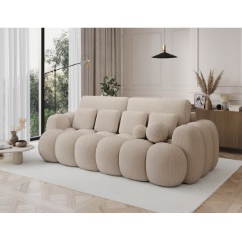 Canapea extensibila 3 locuri ELTAP, Cotonn, 256x119x105 cm, lemn/poliester, bej