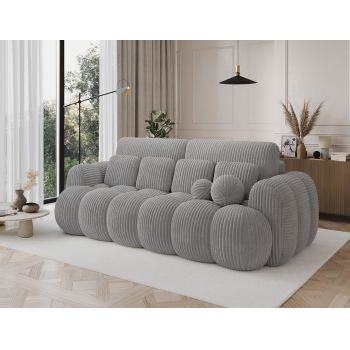 Canapea extensibila 3 locuri ELTAP, Cotonn, 256x119x105 cm, lemn/poliester, gri deschis
